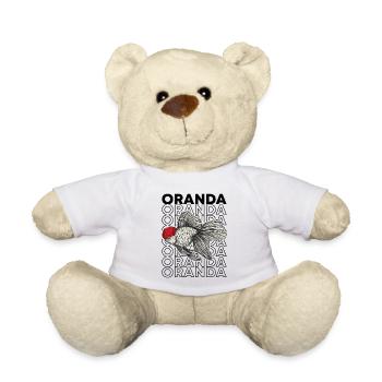 Oranda Goldfisch im Stil der 80er Jahre ausgefallener Goldfischbesitzer - Teddy - Weiß - Vorne