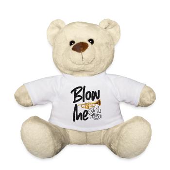 Trumpet Player Blow Me - Teddy Bear - white - Front