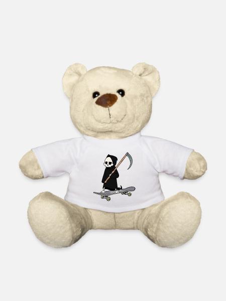 Skateboard sportlicher Sensenmann Tod Sense Horror - Teddy - Weiß