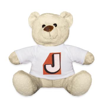 Retro letter J - Teddy Bear - white - Front