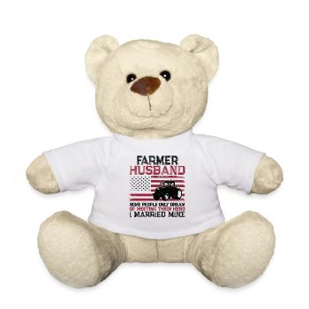 Farming Farmer Husband Tractor - Teddy Bear - white - Front