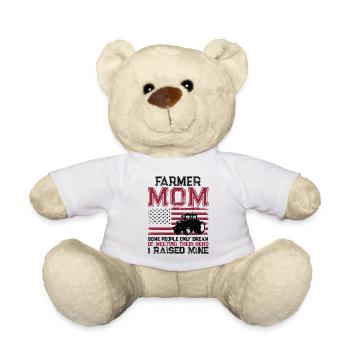 Agriculteur Maman Mère Tracteur - Nounours - blanc - Devant
