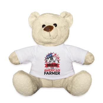 Farming Farmer Us American Flag - Teddy Bear - white - Front