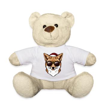 Weihnachten Christmas Fuchs mit Sonnenbrille - Teddy - Weiß - Vorne