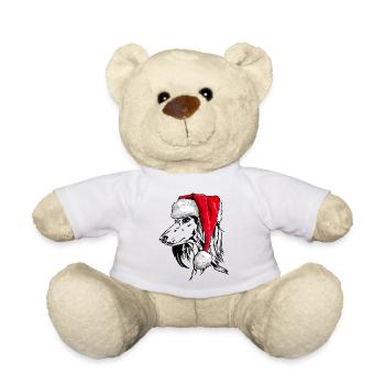 Santa SALUKI Christmas Greyhound Dogs Wilsigns - Teddy Bear - white - Front