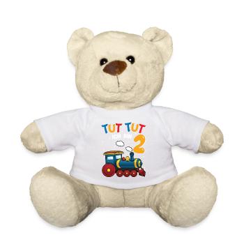 2. Geburtstag, 2 Jahre Züge! Kids, Boy Junge Zug - Teddy - Weiß - Vorne