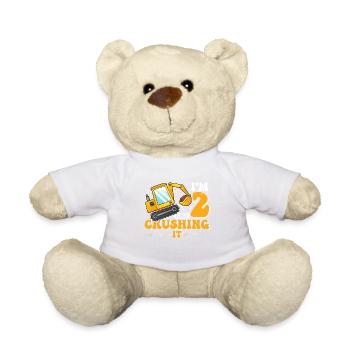 2. Geburtstag, 2 Jahre alt! Kids, Boy Junge Bagger - Teddy - Weiß - Vorne