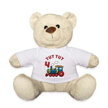 4ème anniversaire, 4 ans trains Lok Kids Boy Boy train - Nounours - blanc - Devant