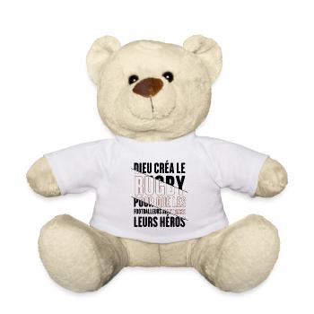 Dieu créa le rugby humour sport - Nounours - blanc - Devant