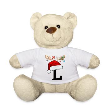 Lettre L bonnet de Noël - Nounours - blanc - Devant