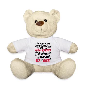 conneries 67 ans / cadeau anniversaire 67 ans - Nounours - blanc - Devant