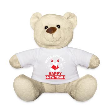 Réveillon du Nouvel An, Paix, Amour, Bonne Année - Nounours - blanc - Devant