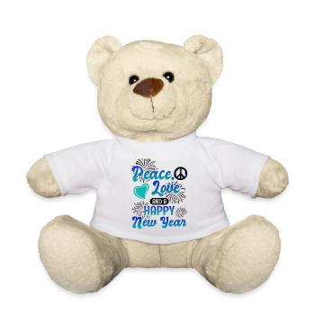 Réveillon du Nouvel An, Paix, Amour, Bonne Année - Nounours - blanc - Devant