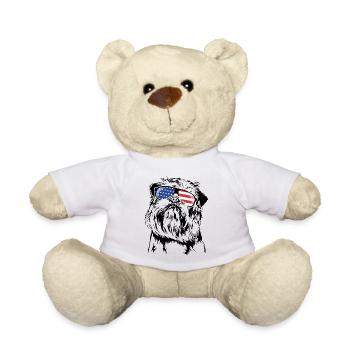 BELGIAN Dwarf Griffon America Flag Wilsigns - Teddy Bear - white - Front