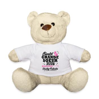 Bientôt grande soeur 2026 - Nounours - blanc - Devant