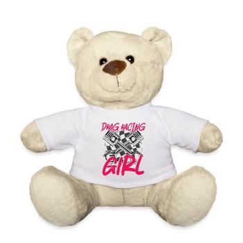 Drag Racing Race Car Girl Vintage - Teddy Bear - white - Front