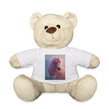 Comic Cartoon Drawing of a queer unicorn with pink - Teddy Bear - white - Front