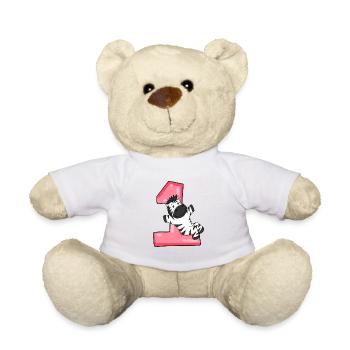 1 an - Inscription - Motif zèbre - Nounours - blanc - Devant