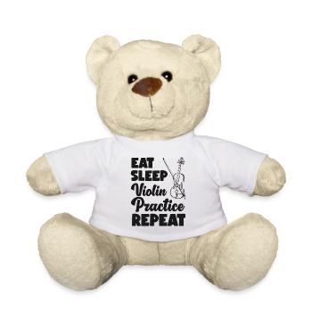 Violin Violinist Eat Sleep Violin - Teddy Bear - white - Front