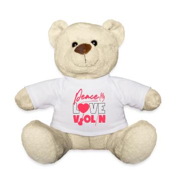 Violon Violoniste Fille Peace Love - Nounours - blanc - Devant