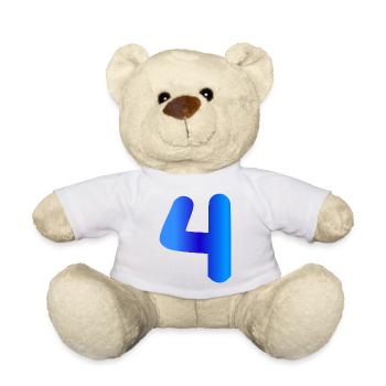 4 years birthday blue - Teddy Bear - white - Front