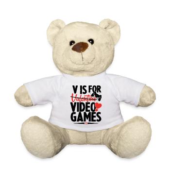 V Is For Video Games Funny Valentines Day - Nounours - blanc - Devant
