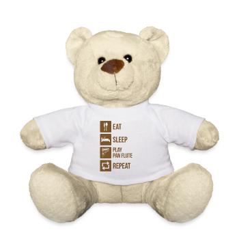 Panflute Panflute player Panflutist - Teddy Bear - white - Front