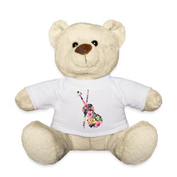 Violin Violinist Tropical Flower - Teddy Bear - white - Front