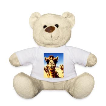 cool camel holiday selfie desert sunglasses comic - Teddy Bear - white - Front