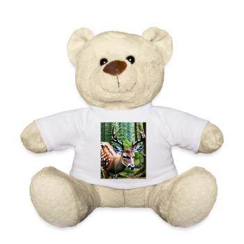 Cool Comic Portrait of a wild fallow deer majestic - Teddy Bear - white - Front