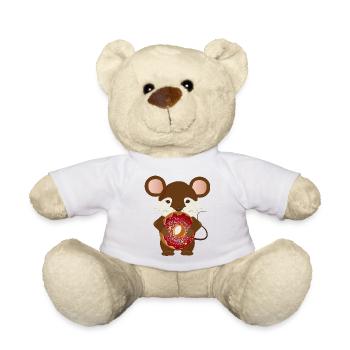 putzige braune Maus mit leckeren Donut - Teddy - Weiß - Vorne