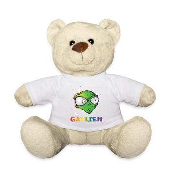 Gender Lesbian, Gay, Trans, Queer Rainbow - Teddy Bear - white - Front
