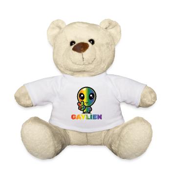Gender Lesbian, Gay, Trans, Queer Rainbow - Teddy Bear - white - Front