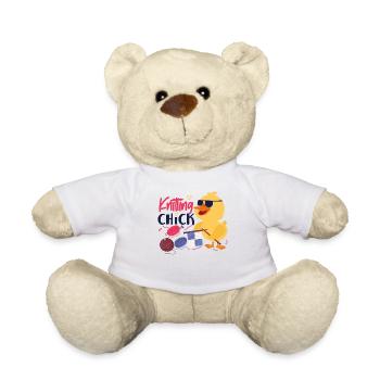 Knitting Wrinkled Chicken Girl - Teddy Bear - white - Front