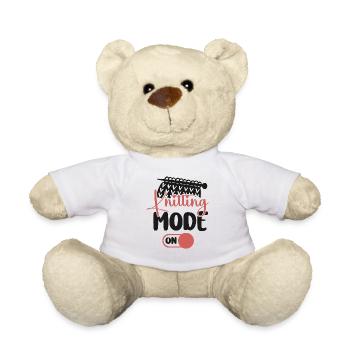 Knitting Knitter Knitting Mode On - Teddy Bear - white - Front