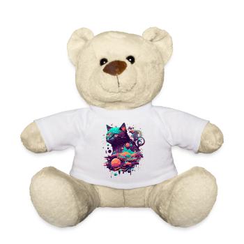 A creepy cat as a fancy gift - Teddy Bear - white - Front