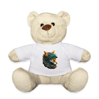 Renard cybernétique au casque neon - Nounours - blanc - Devant