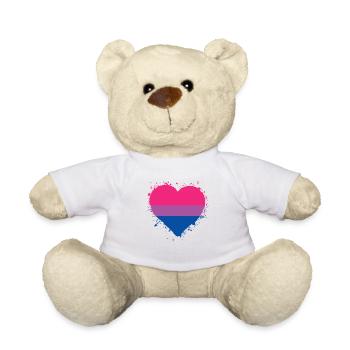 Fierté LGBTQ Coeur Bisexuel - Nounours - blanc - Devant