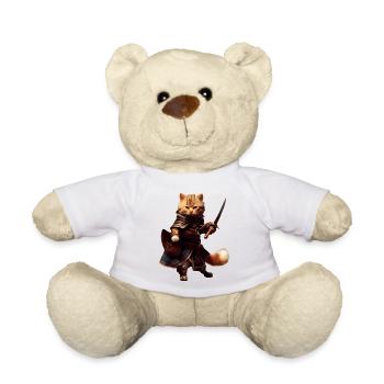 Katze mit Mantel und Degen als tapferer Pirat - Teddy - Weiß - Vorne