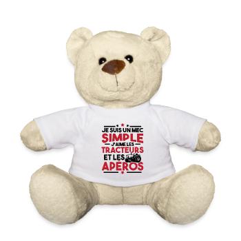 Un mec simple j aime les tracteurs et les apéros - Nounours - blanc - Devant