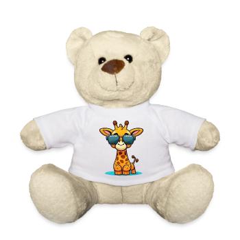 Kawaii mignonne girafe colorée heureuse avec des lunettes de soleil - Nounours - blanc - Devant