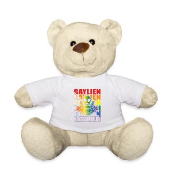 Gender Lesbian, Gay, Trans, Queer Rainbow - Teddy Bear - white - Front
