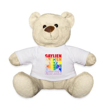 Gender Lesbian, Gay, Trans, Queer Rainbow - Teddy Bear - white - Front