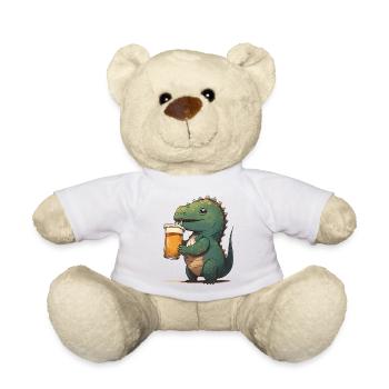 Drôle de dinosaure boit un verre de bière - Nounours - blanc - Devant