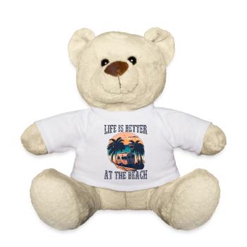 La vie est meilleure à la plage - Rétro - Nounours - blanc - Devant