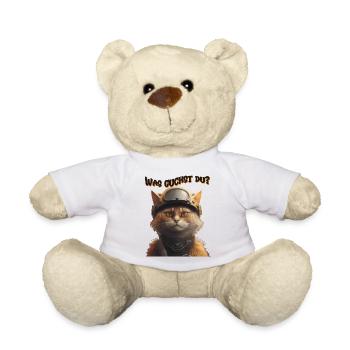 Chat avec casque - Que regardez-vous? - Nounours - blanc - Devant