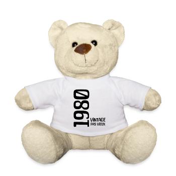 Anniversaire 1980 vintage 1980 né en 1980 - Nounours - blanc - Devant