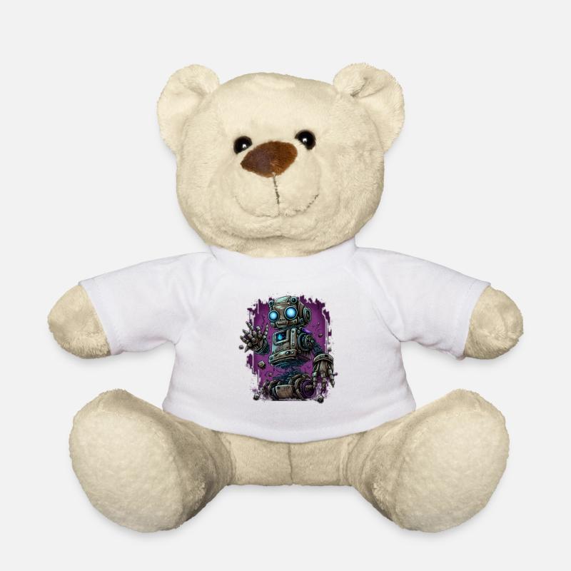 Neon-Dampfroboter im Schrottplatz-Schein - Teddy - Weiß