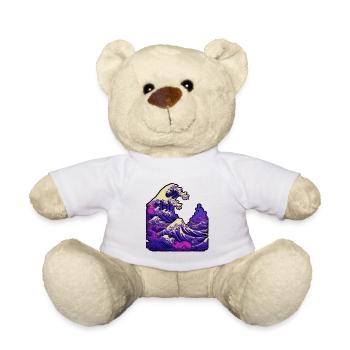 Tsunami wave japanese art, low colour palette - Teddy Bear - white - Front