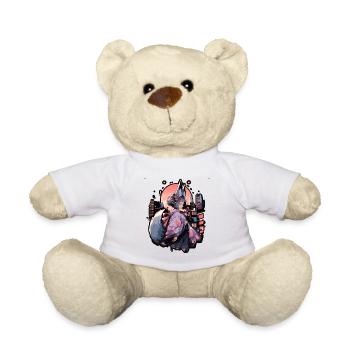 Anime girl kitsune posing, cute , fox, - Teddy Bear - white - Front